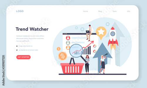 Trend watcher web banner or landing page. Specialist in tracking