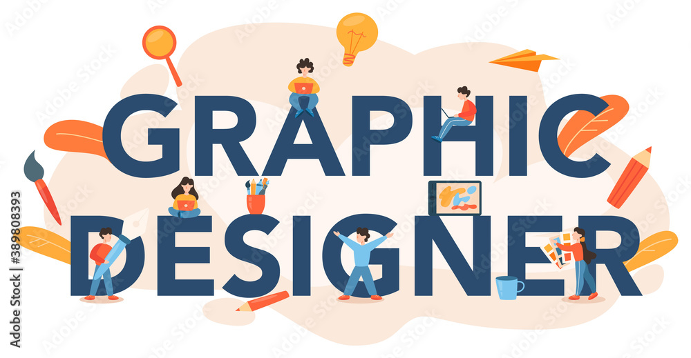 Graphic designer or digital illustrator typographic header. Picture Graphic designer or digital illustrator typographic header. Picture