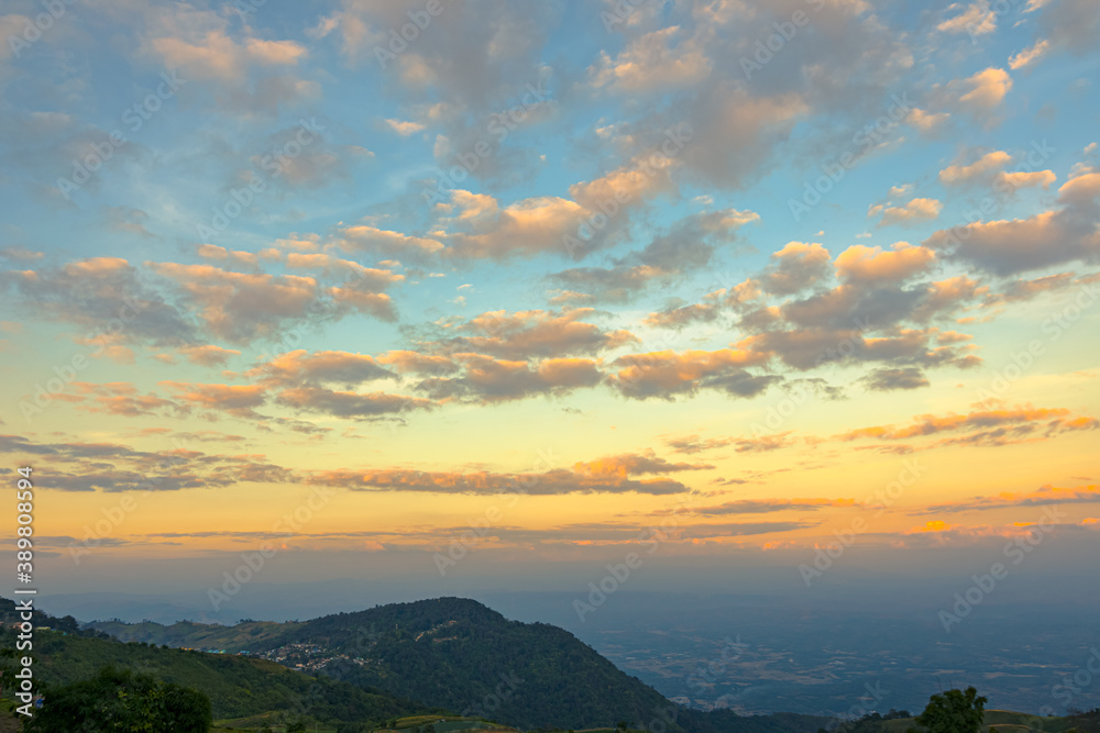 Fototapeta premium Sunset, sunrise sky and beutiful cloud. Cloudscape concept.