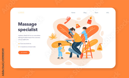 Massage and masseur web banner or landing page. Spa