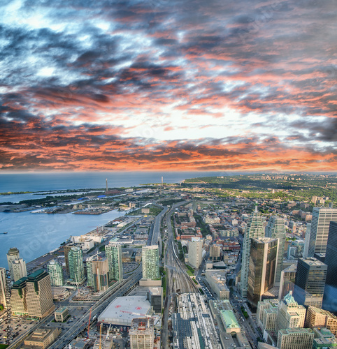 Sunset over Toronto skyline  Ontario  Canada