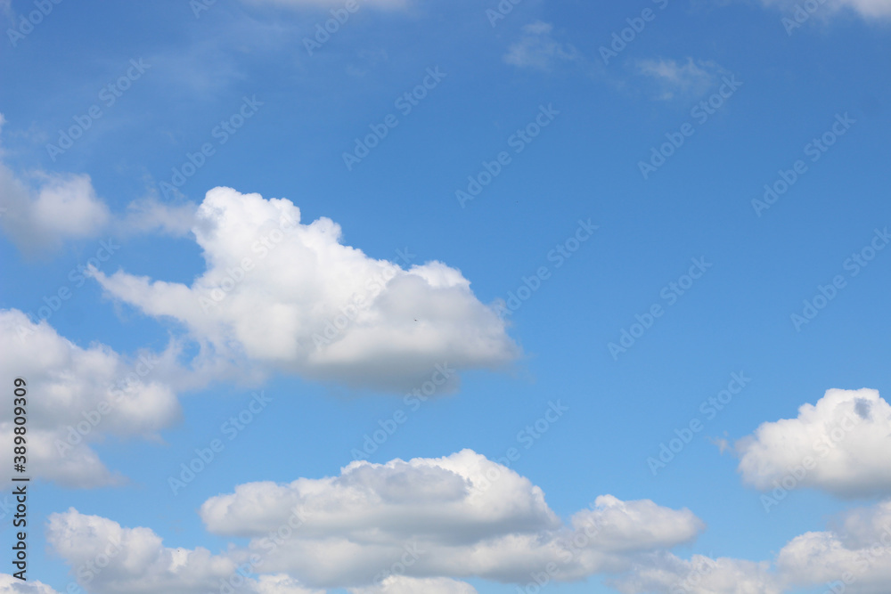 Bright blue sky with white clouds for background or wallpapers