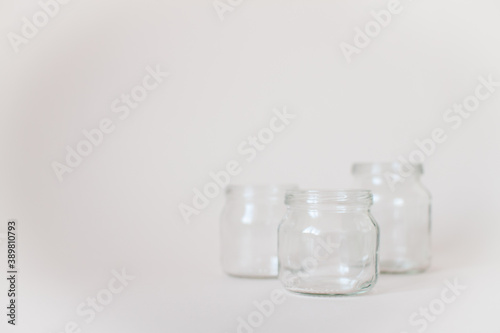 Empty transparent jars for baby food