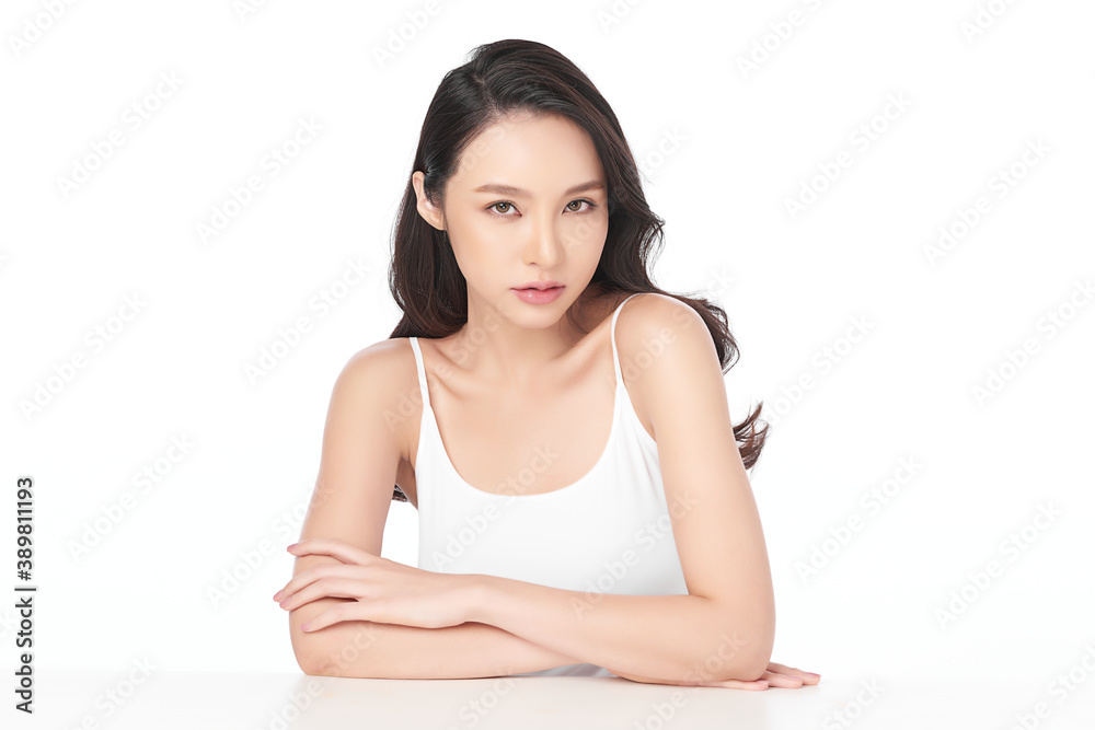 Beautiful young asian woman with clean fresh skin on white background, Face care, Facial treatment, Cosmetology, beauty and spa, Asian women portrait Beautiful young asian woman with clean fresh skin on white background, Face care, Facial treatment, Cosmetology, beauty and spa, Asian women portrait