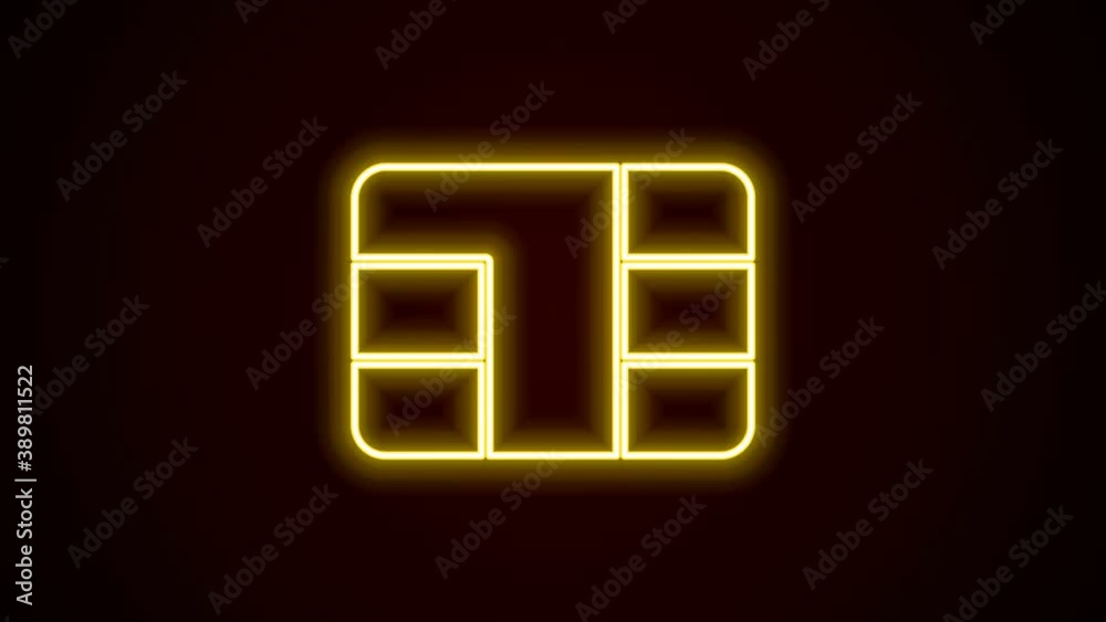 Glowing neon line Credit card with chip icon isolated on black background. Contactless payment. 4K Video motion graphic animation Glowing neon line Credit card with chip icon isolated on black background. Contactless payment. 4K Video motion graphic animation