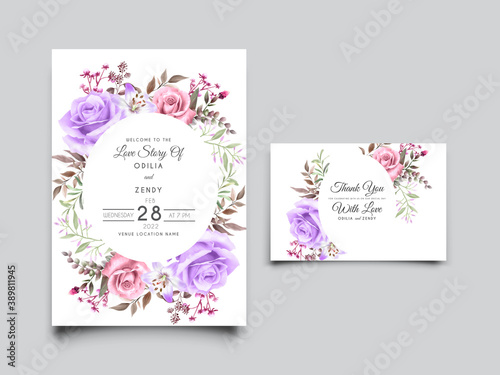 elegant wedding invitation template with beautiful floral design