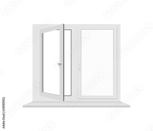 Realistic isolated 3D illustration of glass white plastic window