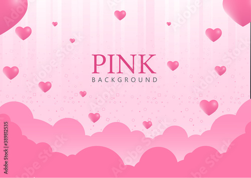 Pink background with love balloons