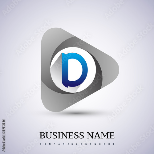 logo letter D rounded in the triangle shape, Vector design template elements for your Business or company identity.
