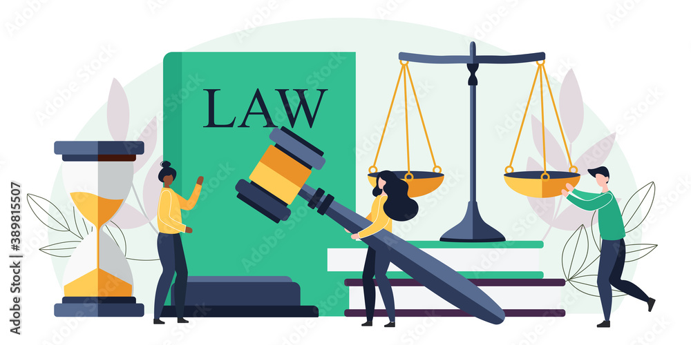 Law and justice concept. Scales of justice, the building of the judge and the hammer of the judge. Supreme Court. Vector illustration in cartoon flat style Law and justice concept. Scales of justice, the building of the judge and the hammer of the judge. Supreme Court. Vector illustration in cartoon flat style