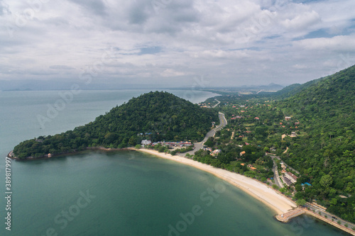 Fényképezés Kep white sand beach in Kampot, Cambodia Asia Aerial Drone Photo