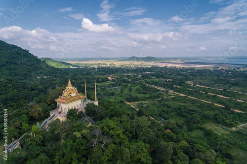 Kep Cambodia  Wat Samathi Pagoda Stupa in Krong Kaeb Asia Aerial Drone Photo