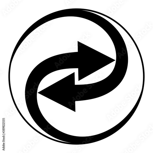 swirling arrows integration sign, vector arrows spin in circle icon integration symbol