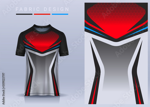 Fabric textile for Sport t-shirt ,Soccer jersey mockup for football club. uniform front and back view.