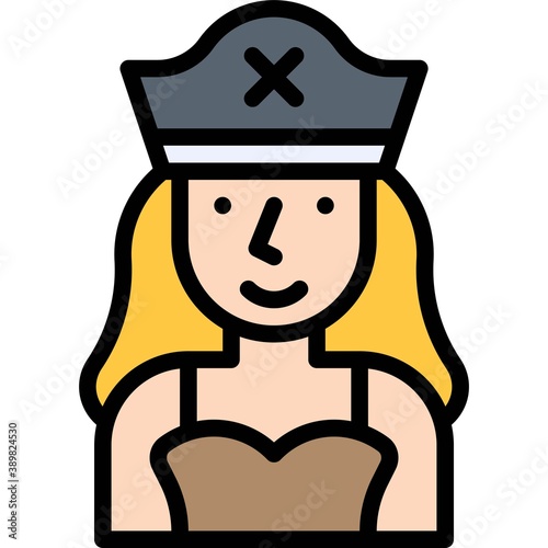 Female pirate costume icon, Halloween costume party