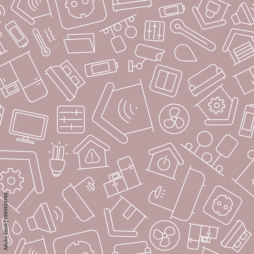 Smart House - Vector background (seamless pattern) of home security management technologies for graphic design Smart House - Vector background (seamless pattern) of home security management technologies for graphic design
