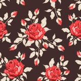 Vintage flowers and leaves. A bouquet of roses. Seamless patterns. Isolated vector illustrations.