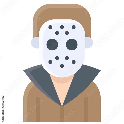 Masked murderer costume icon, Halloween costume party