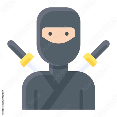 Ninja costume icon, Halloween costume party