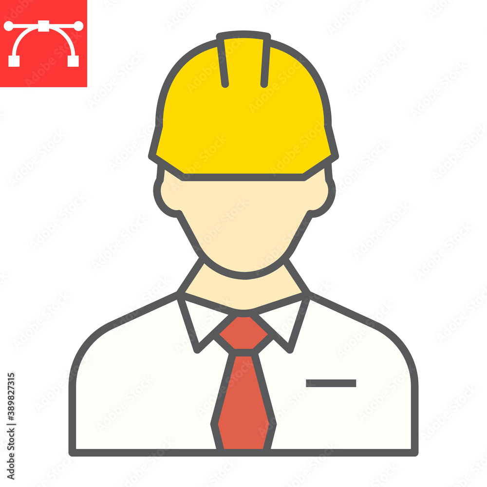 Builder color line icon, construction worker and repairman, engineer sign vector graphics, editable stroke filled outline icon, eps 10.