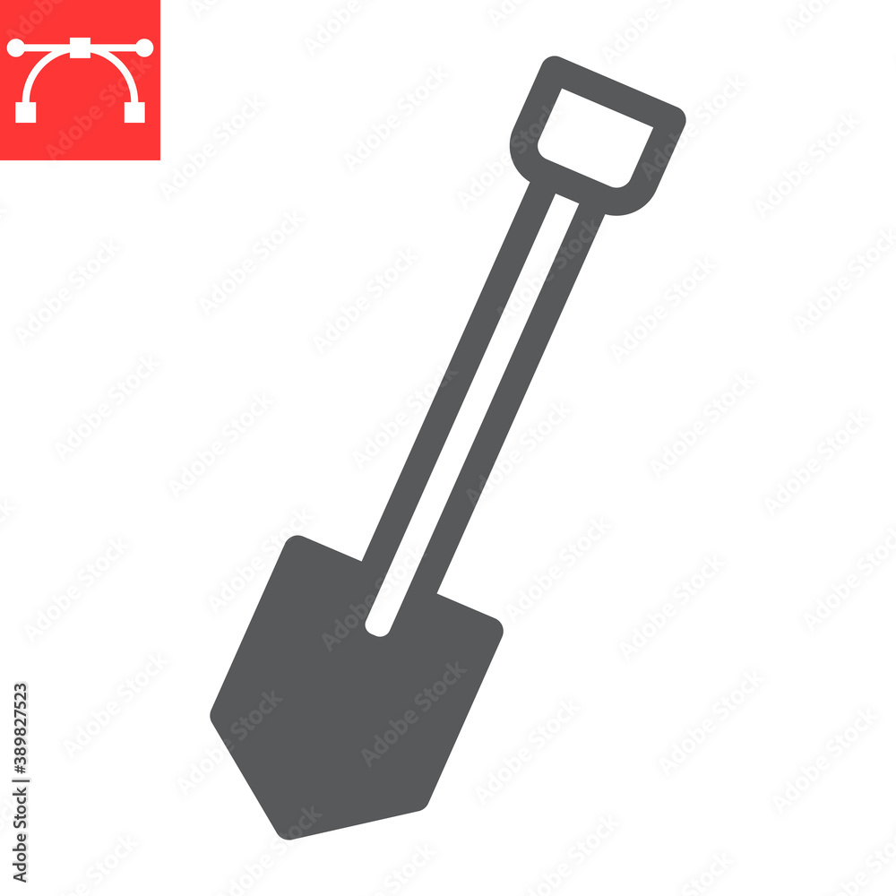 Shovel glyph icon, construction and agriculture, shovel sign vector graphics, editable stroke solid icon, eps 10.
