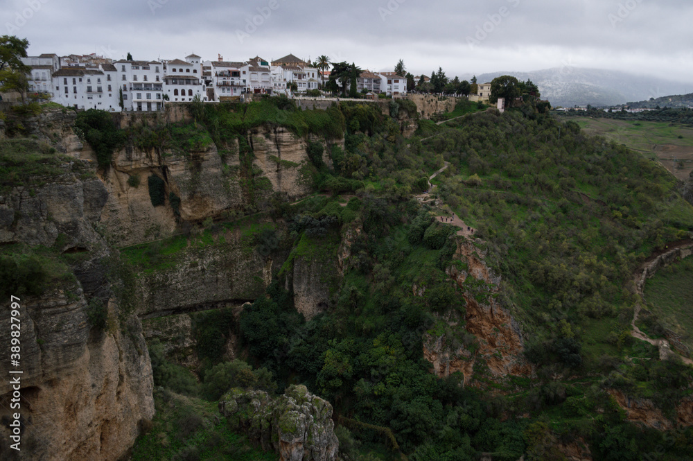Panorama of Ronda, Cliffs and Surrounding Andalusian Landscape, Spain