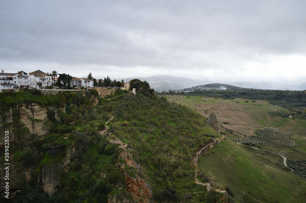 Panorama of Ronda, Cliffs and Surrounding Andalusian Landscape, Spain