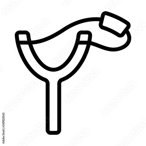 Slingshot / sling shot weapon line art vector icon for games and apps