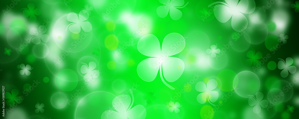 St Patrick's day illustration, clover leafs rotating on the green background
St Patrick's day illustration, clover leafs rotating on the green background