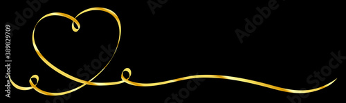 Goldenes Kalligrafieherz Glanz Schwarz