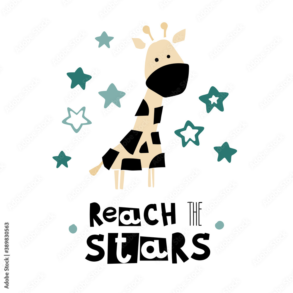 Cute giraffe reach the star