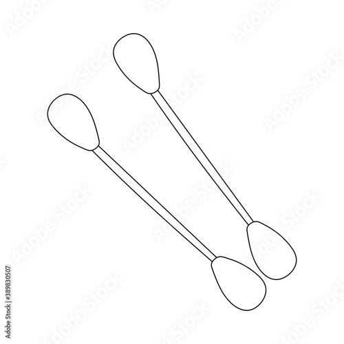 Hand draw cotton buds. Outline vector stock illustration in doodle style isolated on white background. Toiletries sketch icon illustration for mobile, web, print, infographics ets.