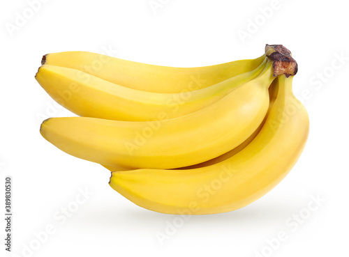 A bunch of fresh and ripe bananas isolated on white background. Full depth of field.