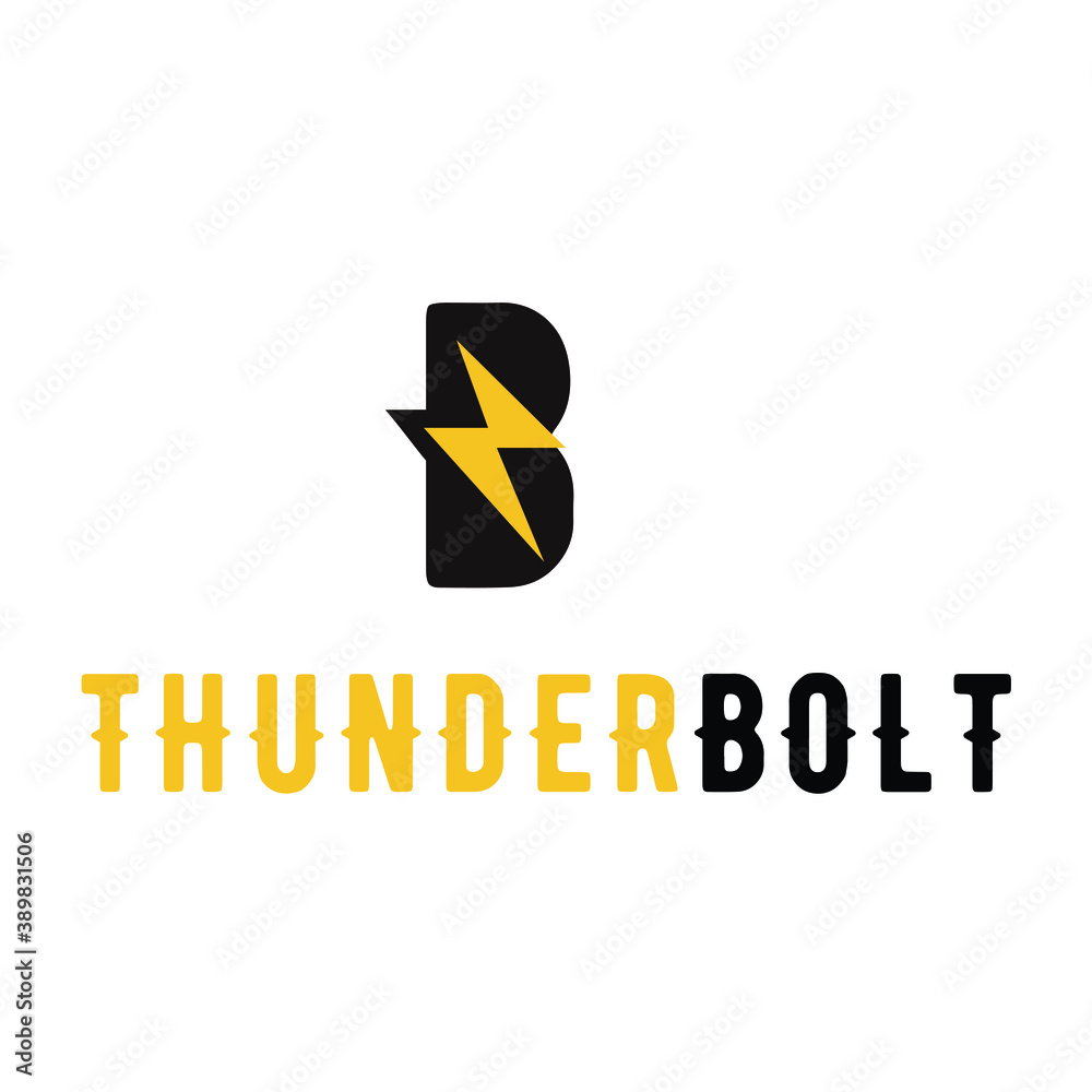 Illustration abstract letter B and storm thunderbolt logo design vector