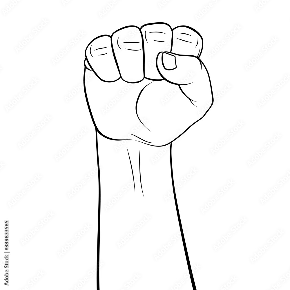 Raised Hand Clenched into Fist Symbolizing Power or Strength of Unity. Outline Concept of Power, Leadership, or Superiority. Thin Line Icon for Website Design Raised Hand Clenched into Fist Symbolizing Power or Strength of Unity. Outline Concept of Power, Leadership, or Superiority. Thin Line Icon for Website Design