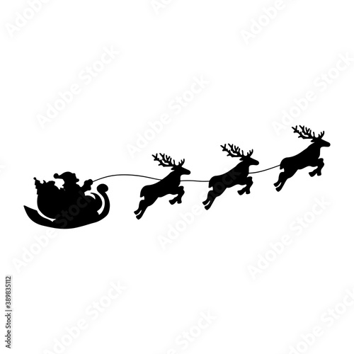 Santa Claus on the sky in winter season.Merry Christmas and Happy New Year. paper art design. Santa Claus silhouettes. Vector EPS 10.