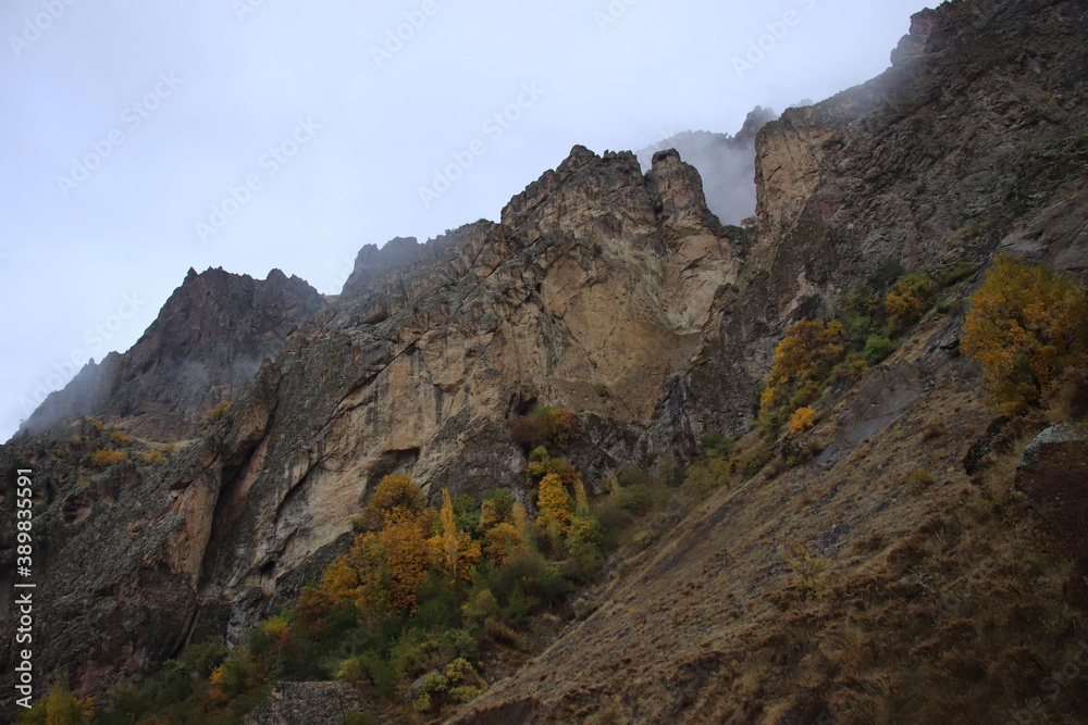 Imposing mountain view in autumn,cloudy weather, yellow and orange colors dominate, Bridal Rooms Location, Tunceli