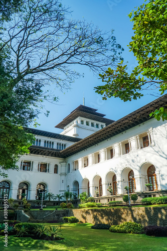 Фотография View of Gedung Sate, an Old Historical building with art decoration style, Now it's become a Governor Office, icon and landmark of Bandung city, Indonesia