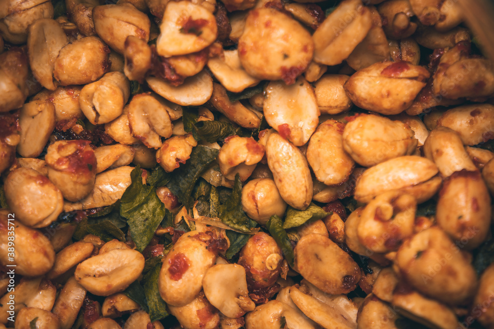 Close up of delicious spicy fried peanut. Close up of delicious spicy fried peanut.