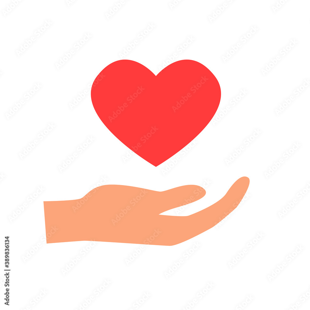 Heart in hand icon vector Heart in hand icon vector