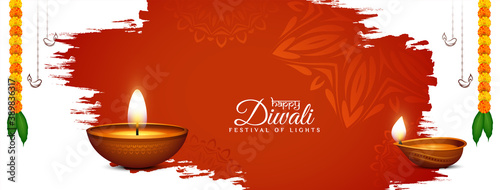 Elegant Happy Diwali festival greeting banner