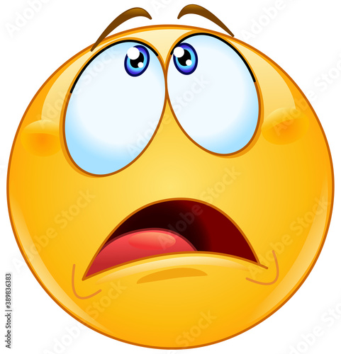 Overwhelmed or scared emoji emoticon looking up with his mouth open
