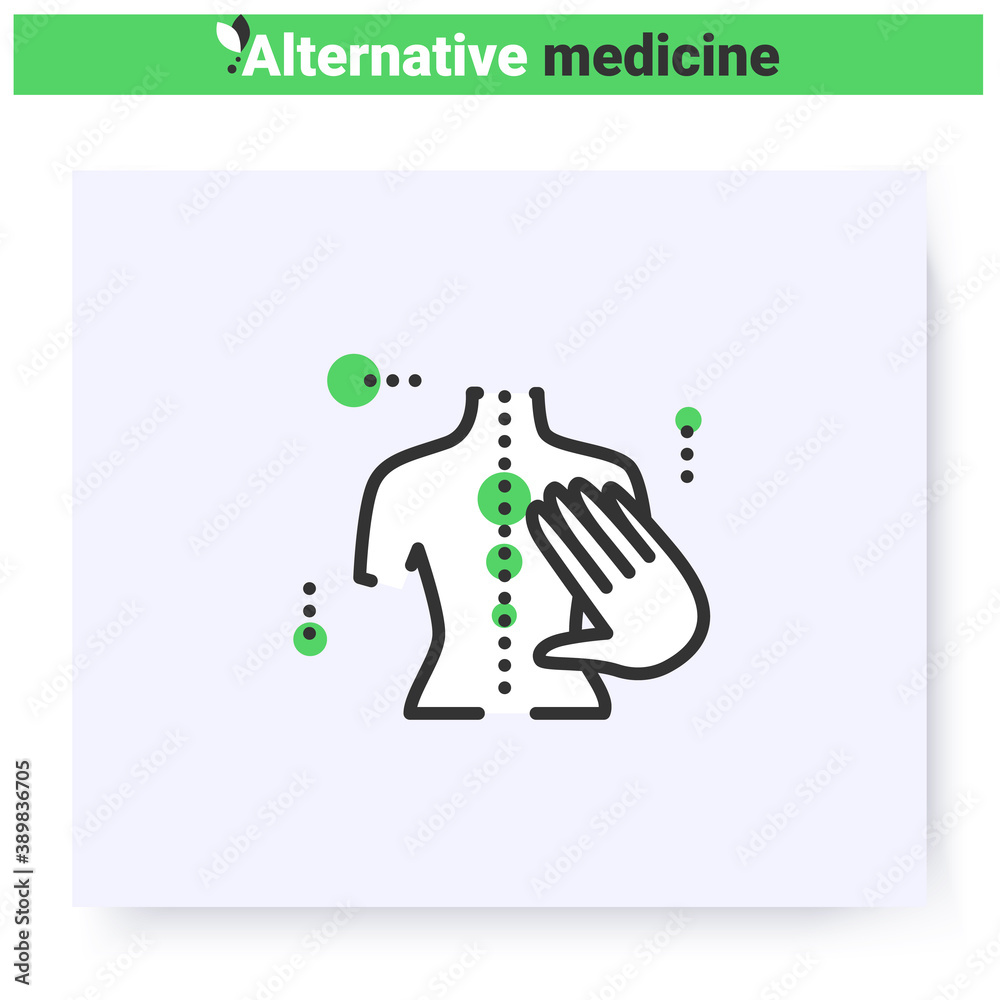 Chiropractic line icon. Osteopathic medicine. Manual therapy. Massage. Health care and wellness. Complementary and alternative medicine types. Isolated vector illustration. Editable stroke 