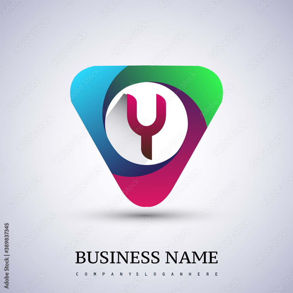 Y letter colorful logo in the triangle shape, Vector design template elements for your Business or company identity. Y letter colorful logo in the triangle shape, Vector design template elements for your Business or company identity.