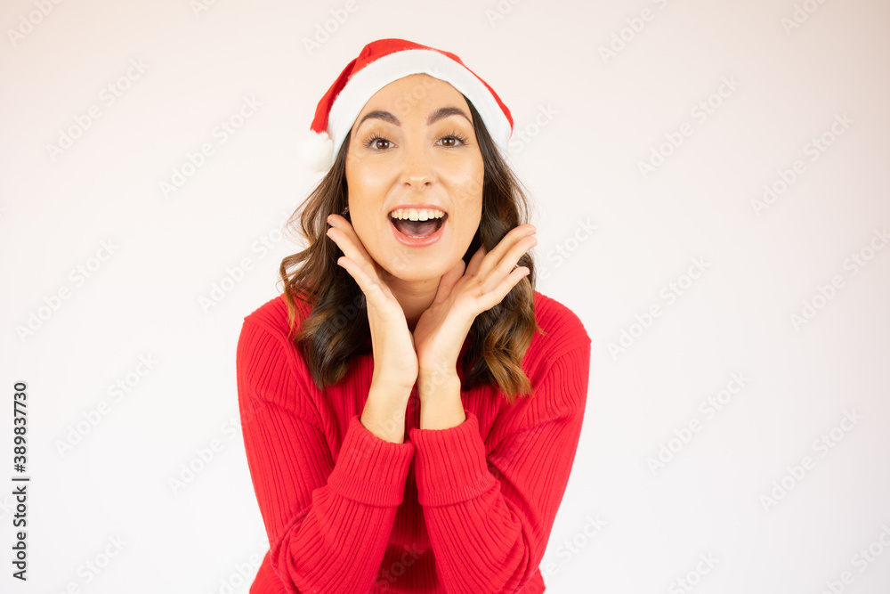 Beautiful young woman surprise. Shocked beautiful woman. Isolated on white background Beautiful young woman surprise. Shocked beautiful woman. Isolated on white background