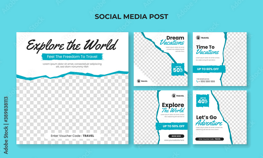Holiday tour and travel banner for social media post template Holiday tour and travel banner for social media post template