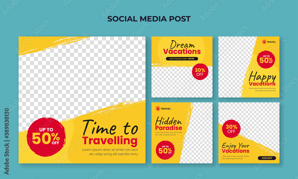 Travel and vacation square banner for social media post template Travel and vacation square banner for social media post template