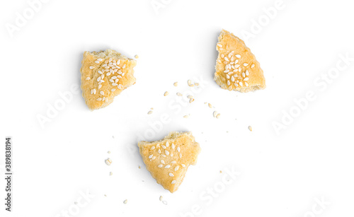 Sesame cookies isolated on white background. High quality photo.