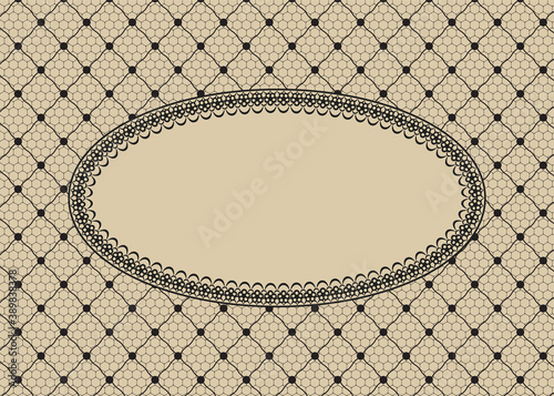 Template of greeting or wedding invitation card with lace frame