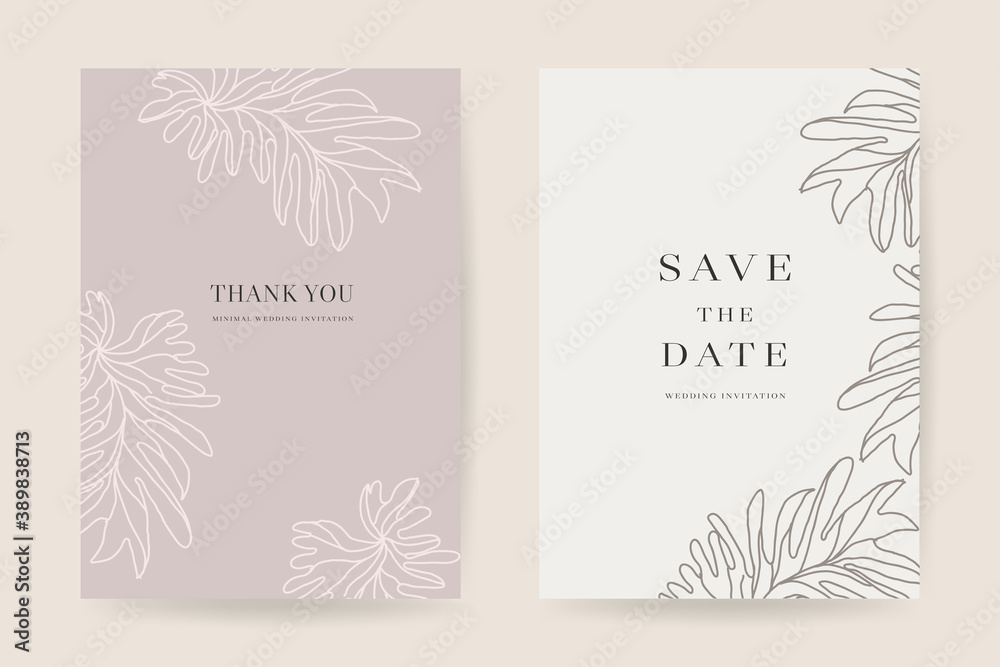 Online wedding invitations vector template. Save the date, Thank you